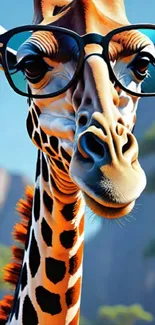 A whimsical giraffe wearing glasses in a vibrant digital art style.