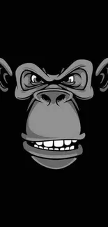 Grayscale gorilla face on black background wallpaper.