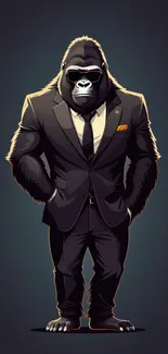 Stylish gorilla in a sleek suit.