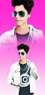 Stylish DJ wallpaper with pink gradient background.