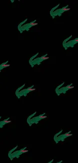 Green crocodile logos on black mobile wallpaper for a stylish look.