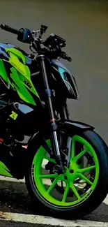 Sleek green sportbike against a muted background.