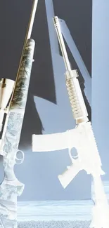 Inverted image of two rifles in artistic style.