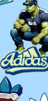 Hulk Adidas themed mobile wallpaper.