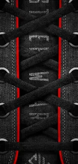 Stylish lace-up design in black and red for mobile wallpaper.