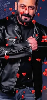 Black leather jacket with red hearts wallpaper