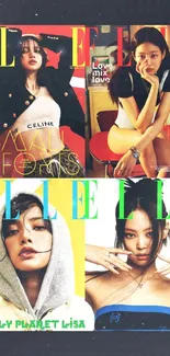 Fashion magazine cover collage wallpaper.