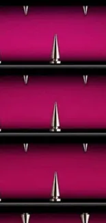 Bold magenta wallpaper with metallic spikes design.