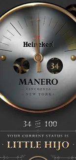 Elegant metallic speedometer-themed mobile wallpaper.