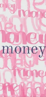 Pink money text wallpaper for mobile.