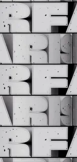 Monochrome 3D typography mobile wallpaper
