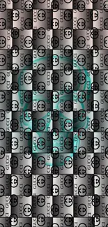 Gucci-styled pattern wallpaper with a turquoise touch for mobile devices.