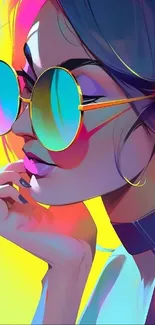 Stylish neon art portrait with vibrant colors.