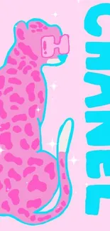 Pink cheetah mobile wallpaper with vibrant colors and bold design.