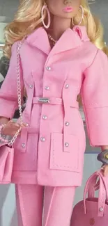 Stylish doll in a chic pink outfit.