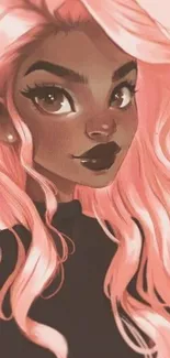 Artistic portrait of a woman with pink hair in a stylish mobile wallpaper.