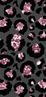 Pink leopard print wallpaper with shimmering accents.