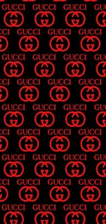 Gucci-inspired red and black pattern wallpaper.