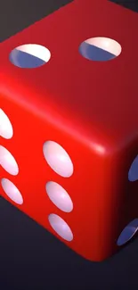 Stylish red dice with smooth design in 3D effect on dark background.