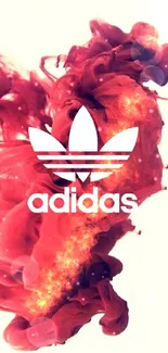 Adidas logo with red ink swirls wallpaper.