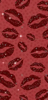 Chic red lips pattern wallpaper for mobile devices.