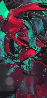 Anime-inspired red neon artwork wallpaper.