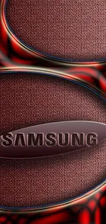 Samsung woven pattern wallpaper with red accents.