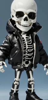 Skeleton in black jacket stylish mobile wallpaper.