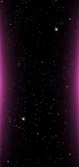 Magenta glow space wallpaper with starry night effect for mobile.