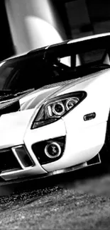 Black and white sports car wallpaper showcasing sleek design.