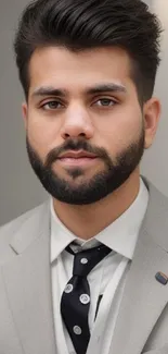 Elegant portrait of young man in suit and tie.