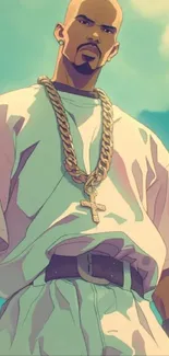 Urban anime character with gold chain wallpaper.