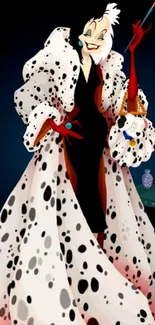 Animated villain with polka dot outfit mobile wallpaper.