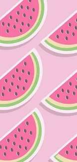 Watermelon slices pattern on a pink background wallpaper.