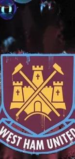 West Ham United crest on a dark and textured background.