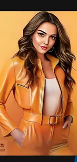 Stylish woman in orange jacket digital artwork