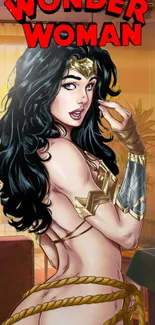 Wonder Woman stylish comic art wallpaper for mobile.