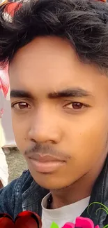 Close-up portrait of a stylish young man with a fashionable hairstyle.