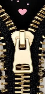 Gold zipper with floral pattern mobile wallpaper.