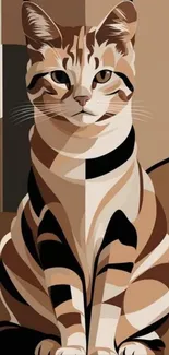 Stylized cat art wallpaper with abstract geometric patterns.