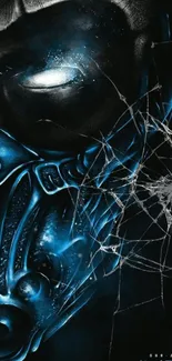 Sub-Zero cybernetic mask with cracked glass art wallpaper.