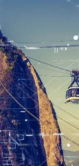 Cable car and Sugarloaf Mountain under a clear blue sky.