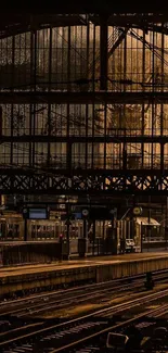 Sunset casting warm glow on a historic train station.