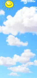 Sunny sky with fluffy clouds wallpaper for phones.