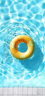 Yellow pool float in a sunny blue pool.