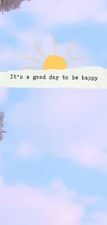 Motivational wallpaper with sunny sky and flowers.