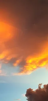 Vibrant sunset clouds with orange sky.