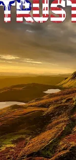 Mountain landscape at sunset with vibrant brown hues and scenic view.