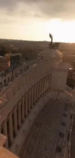 Sunset view over a historic Rome monument with warm lighting.