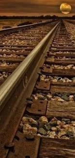 Railway tracks under a stunning sunset sky.